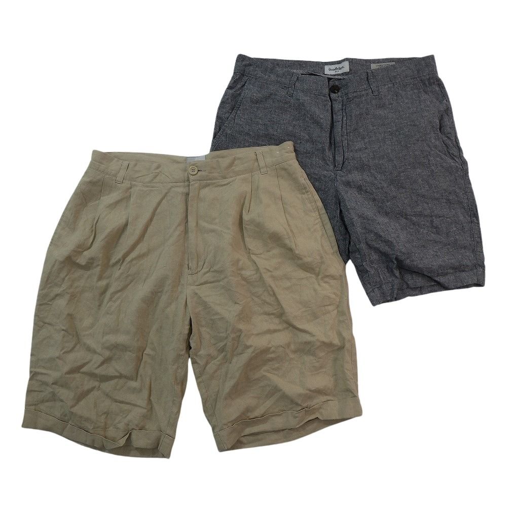 古着卸 まとめ売り ショートパンツ MIX 8枚セット ( メンズ 34 ) ストライプ ベージュ タック ブラック 中古 古着 NE6593