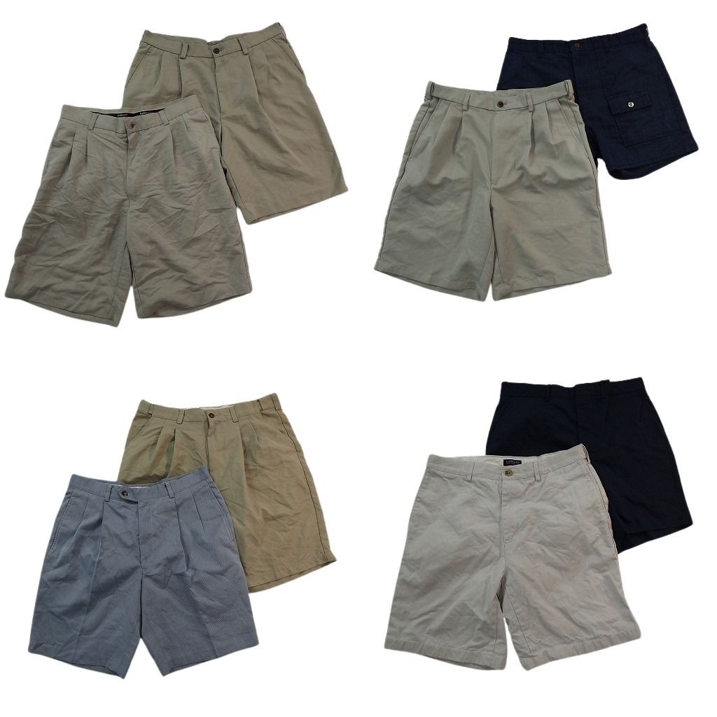 古着卸 まとめ売り ショートパンツ MIX 8枚セット ( メンズ 32 ) タック ベージュ ネイビー 中古 古着 NE6595