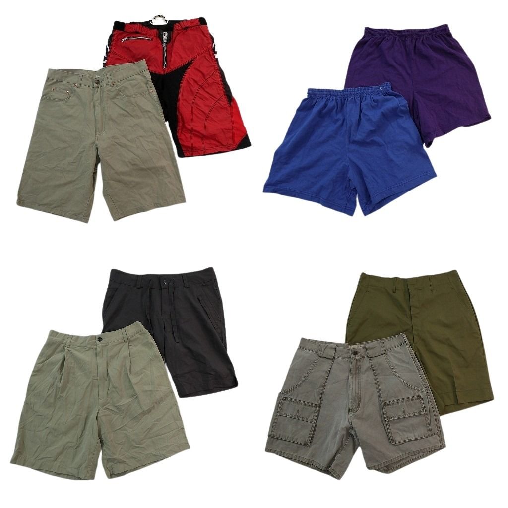 古着卸 まとめ売り ショートパンツ MIX 8枚セット ( メンズ 30/S ) タック ベージュ イージー ブルー パープル 中古 古着 NE6598