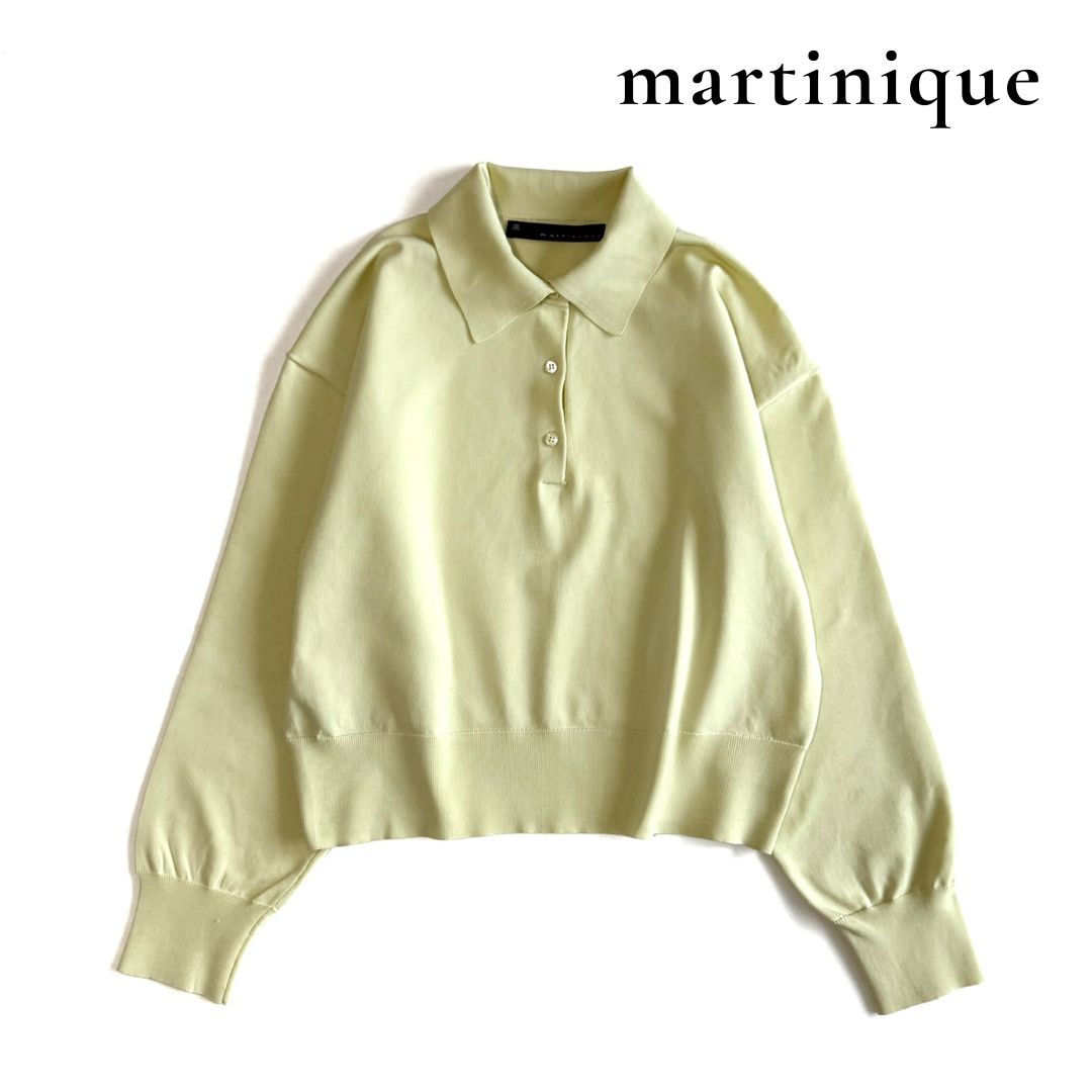 martinique スポンジッシュPE ポロニット マルティニーク プルオーバー イエロー 長袖 ボリューム袖 春トップス