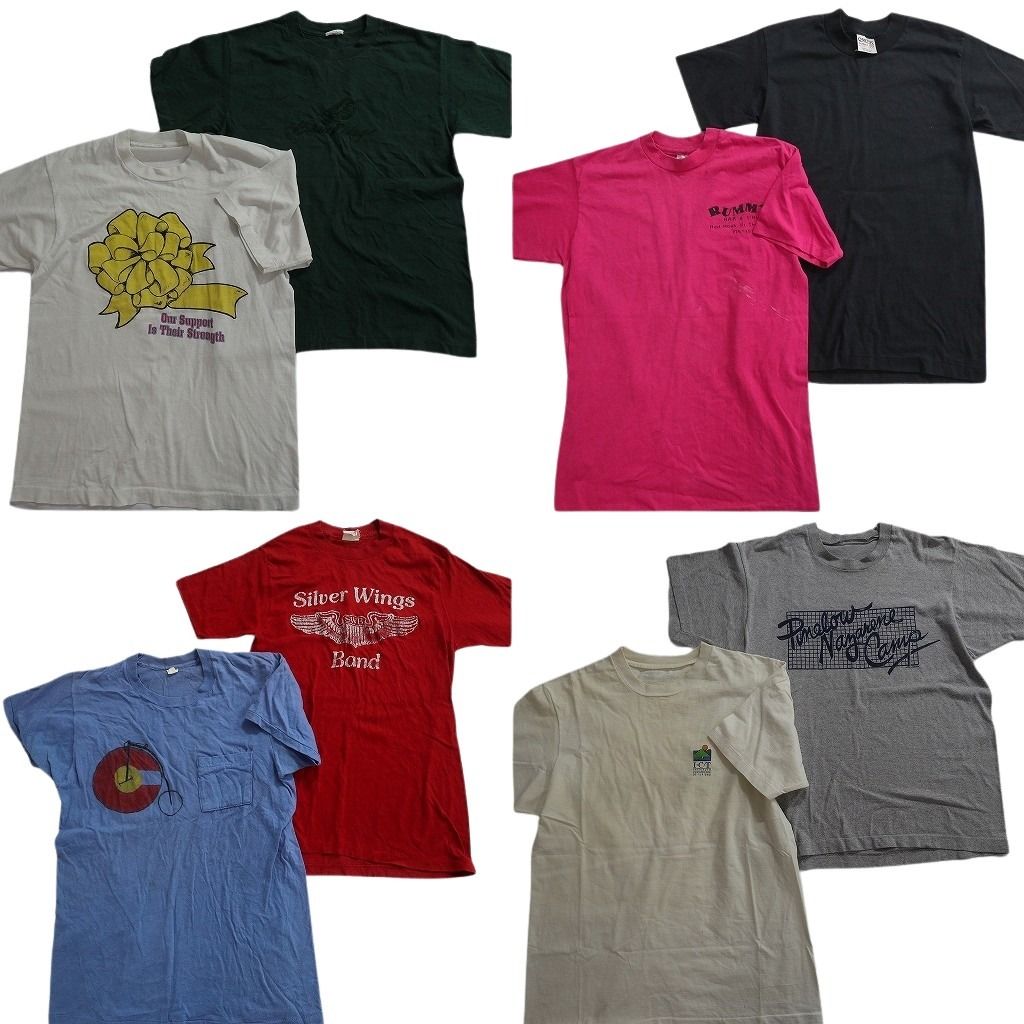 古着卸 まとめ売り シングル Tシャツ 8枚セット ( メンズ M/S ) ワンポイント ブラック 英文字プリンント 中古 古着 NE6684