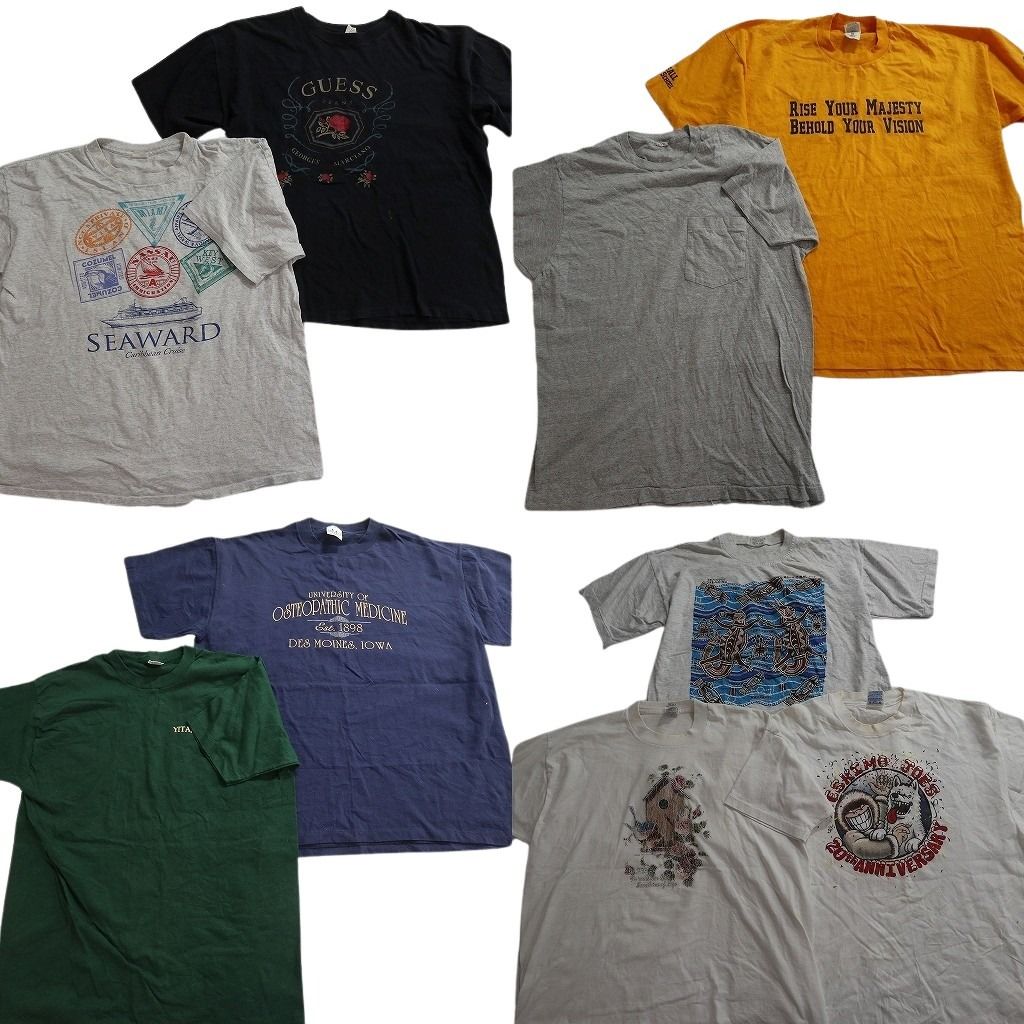 古着卸 まとめ売り シングル Tシャツ 7枚セット ( メンズ 2XL ) GUESS フルーツオブザルーム 企業 エスキモージョーズ 中古 古着 NE6696