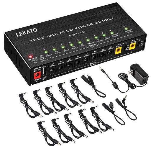 ギターペダル電源10個の絶縁DC出力9V12V18V300mA500mA短絡/過電流保護付きのギターエフェクターボード電源USBポート 7,594円