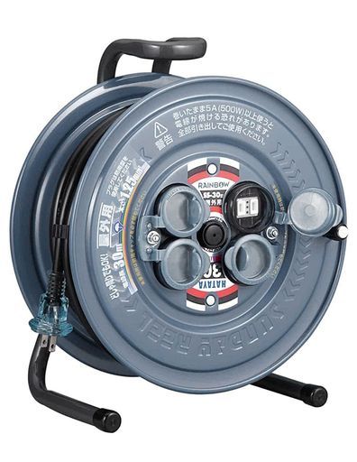 ハタヤ(HATAYA)コードリール屋外用(防雨型)100V型コード30m太さ1.25mm2標準型コンセント4個コンセント防雨キャッププラグカッパー