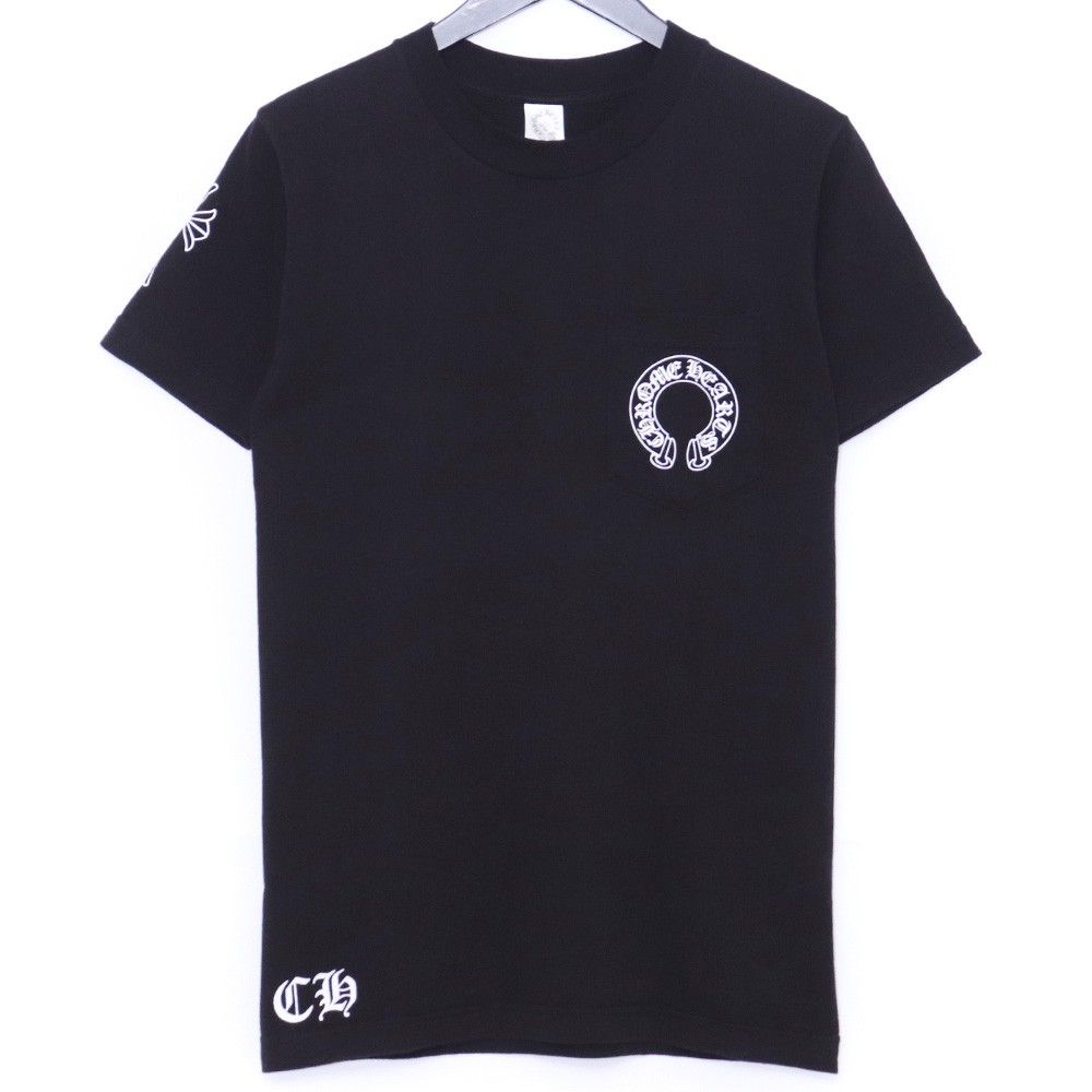 CHROME HEARTS オールド スクロールラベルロゴ ホースシュー ポケットTシャツ Sサイズ ブラック