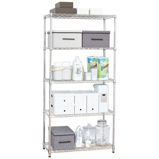 ドウシシャラックスチールラック棚5段収納幅85.5x奥行40.5x高さ174cm全体耐荷重325kg軽量スリムスチールシェルフキッチンラックレンジ台キッチン収納納戸押し入れ収納衣類収納ポール径22mmWR…