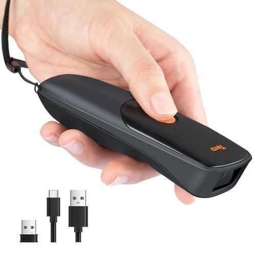 Teraバーコードスキャナー小型Bluetoothワイヤレス2.4GQR1次元2次元有線無線連続読み込み日本語取扱説明書付き充電式手持ち式技適マーク付きオレンジ型番:HW0010