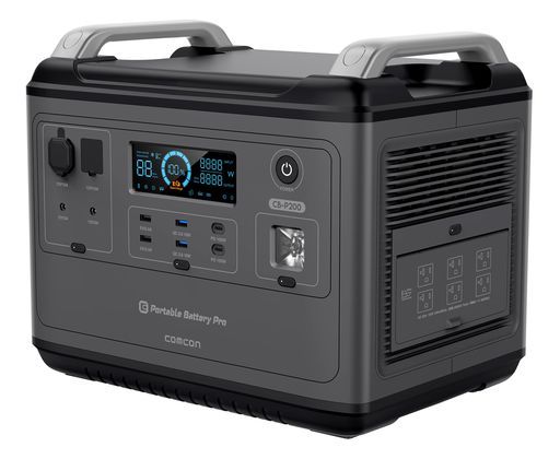 comconCB-P200ポータブル電源大容量Pro2000W出力UPS無停電電源装置lifepo4リン酸鉄リチウム540000mAhバッテリーAC2000Wh以上高出力純正弦波50Hz/60Hz対応MPPT制御方式採用