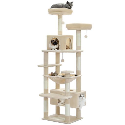 PETEPELA(ぺテぺラ)キャットタワー大型猫用猫タワースリムコンパクト多頭飼い据え置き型ハンモック麻紐爪とぎポール猫おもちゃ転倒防止ベルト付き展望台猫ベッドカバー取り外し可能運…