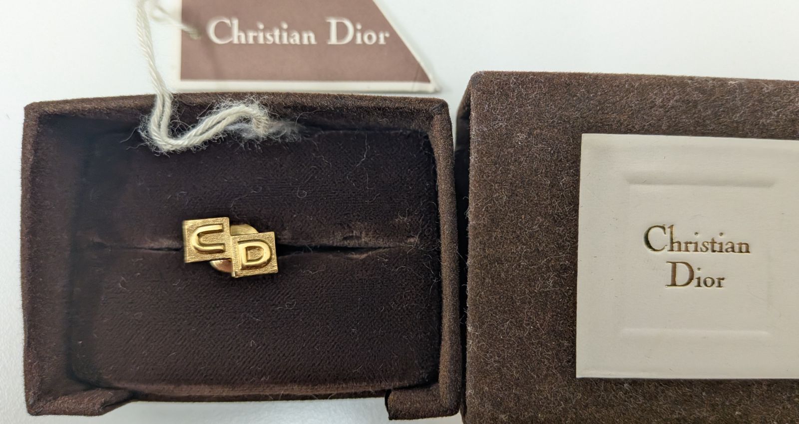 箱付・希少】Christian Dior ディオール ピンバッジ CDロゴ ゴールド