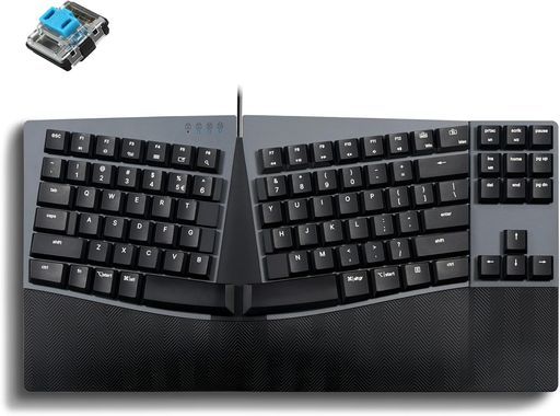 PerixxペリックスPxErgoMechエルゴノミクスキーボードメカニカルテンキーレスロープロファイル有線接続USBWindows/MacOSXと互換性ありブラック英語配列PERIBOARD-335(青軸)