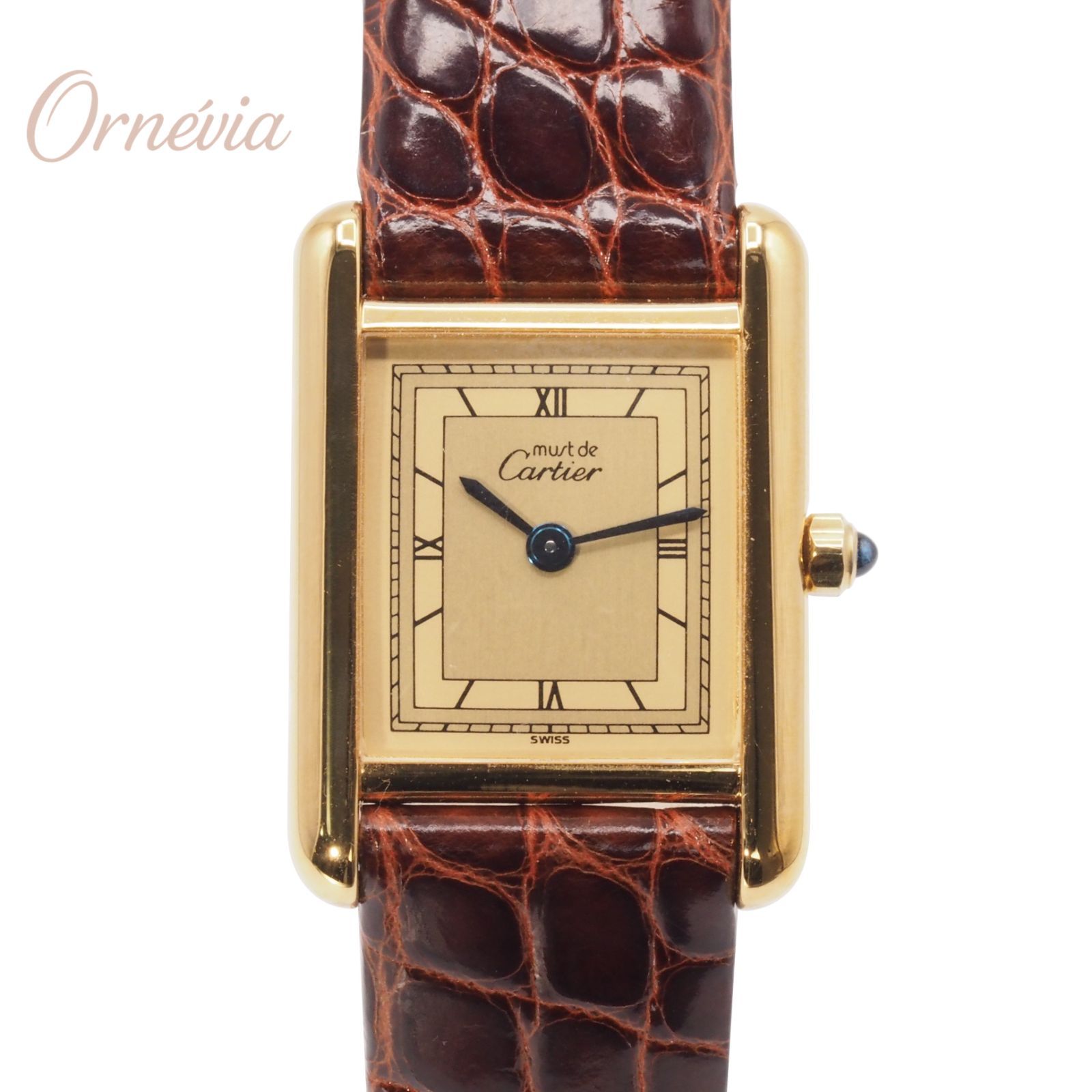 Cartier カルティエ マストタンク SM ゴールド Ref.366001 ヴェルメイユ YGP/SV925 1980年代 クォーツ 腕時計 レディースウォッチ
