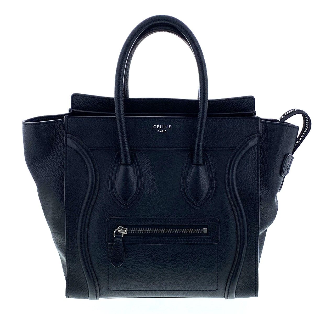 CELINE セリーヌ ラゲージ マイクロショッパー トートバッグ 167793 レディース レザー ブラック 中古