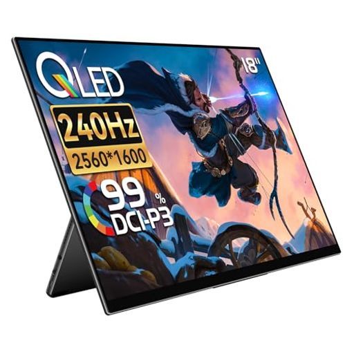 EHOMEWEIモバイルモニター18インチ2.5KWQXGA2560x1600薄型6mmリフレッシュレート240Hzゲーミングモニターケーブル一本でデバイスと接続可能スピーカー内蔵ブルーライトカットケース付メーカー3…