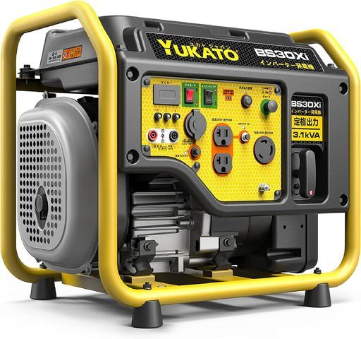 YUKATOインバーター発電機定格出力3.1kVA高性能静音50Hz/60Hz切替ガソリン発電機オープン型PSE認証正弦波並列使用可能高出力軽量長時間連続運転工場・現場用商品工事用品地震災害停電アウト…