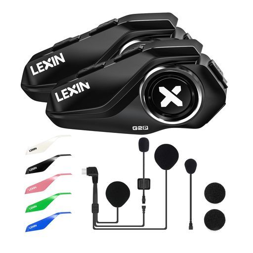 LEXING2P2台バイクインカムBluetooth5.16riders同時接続4つオプションFMラジオ付き最大通話距離1000Mバイク用インカム13時間通話Siri対応IP67防水HI-FI音質インカムバイク用音声コマンド
