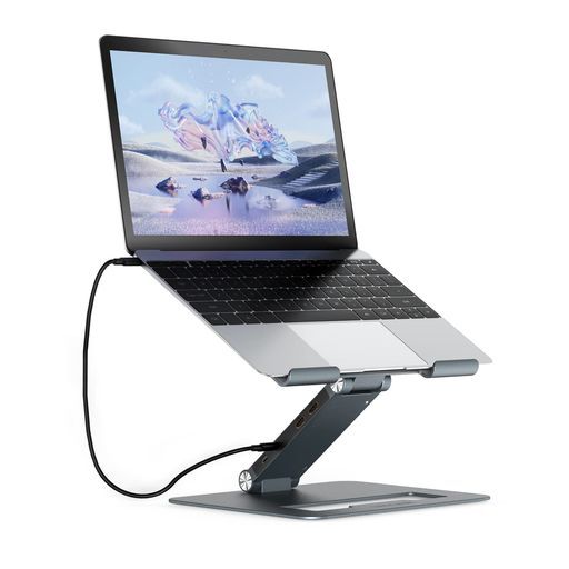 WAVLINKアルミ制の調整可能なノートpc用スタンド9-in-1USB-Cドッキングステーション付き人間工学に基づいたポータブルpc昇降折りたたみマウントMacBookおよびWindows互換10~17インチノートpcおよ…