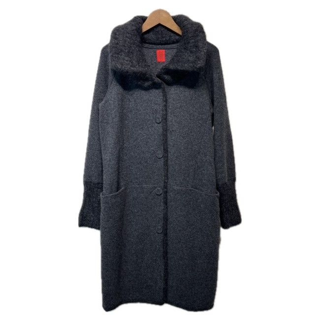 【中古】　Heart ISSEY MIYAKE　ウールコート　ロングコート　無地　ウール　ナイロン　ポリウレタン　モヘヤ　襟つき　日本製　ドメスティック　古着　/2497