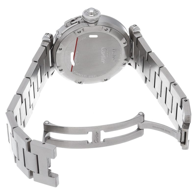 内部点検済 Cartier カルティエ パシャC ビッグデイト W31044M7 白 ホワイト SS ステンレス レディース ボーイズ ユニセックス 自動巻き【6ヶ月保証】【腕時計】【中古】 Cartier（カルティエ） 時計 ボーイズ ブランド パシャC ビッグデイト