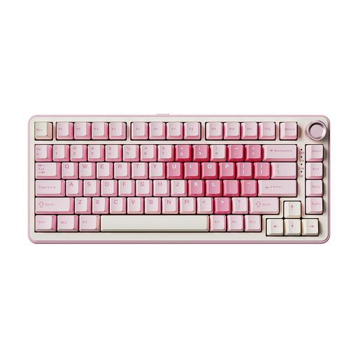 YUNZIIB75PRO75%ガスケットゲーミングキーボード無線メカニカルキーボードBT/2.4G/有線ワイヤレスホットスワップ搭載RGBノブ付きカスタムキーボードMac/Win用技適認証取得(ピンクミルクV2スイッ…