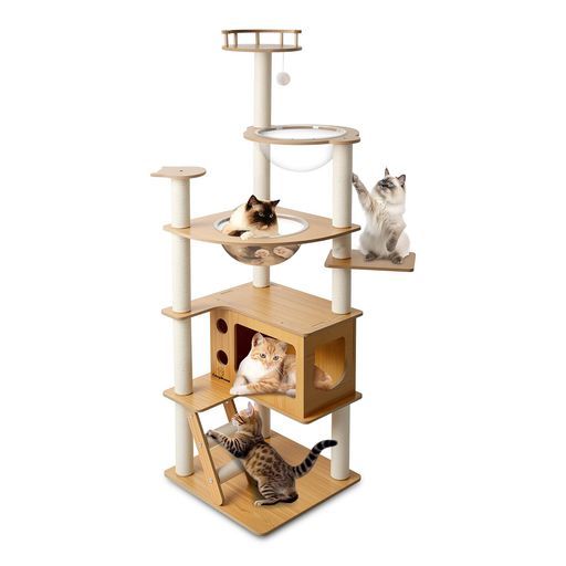 キャットタワー木製スリム宇宙船据え置き厚さを増した板材キャットハウスつめとぎ猫大型猫用爪とぎキャットウォーク多頭飼い人気猫タワーおしゃれかわいいねこキャットステップ高い…
