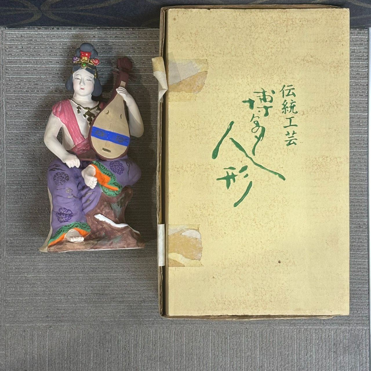 博多人形　弁財天　在銘　日本人形　骨董　古美術　置物　インテリア　高さ約11cm