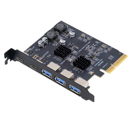 CableccUSB3.0Type-A3ポートバックパネルソケット&デュアルUSB3.1Type-CUSB-C-PCI-EExpressカードアダプターASM3142VL822