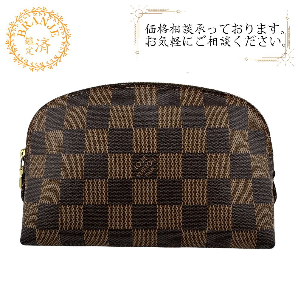 LOUIS VUITTON ルイヴィトン N47516 コスメティック ダミエ レザー ポーチ ブラウン レディース