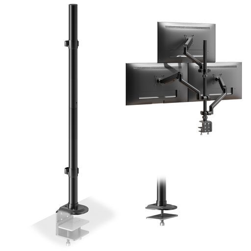 ACCURTEKユニバーサルモニターアームポール・支柱総耐荷重40kg長さ81cm直径35mm強化ベース10~80mm天板対応(ポールのみ)ブラックAC08D-PLB