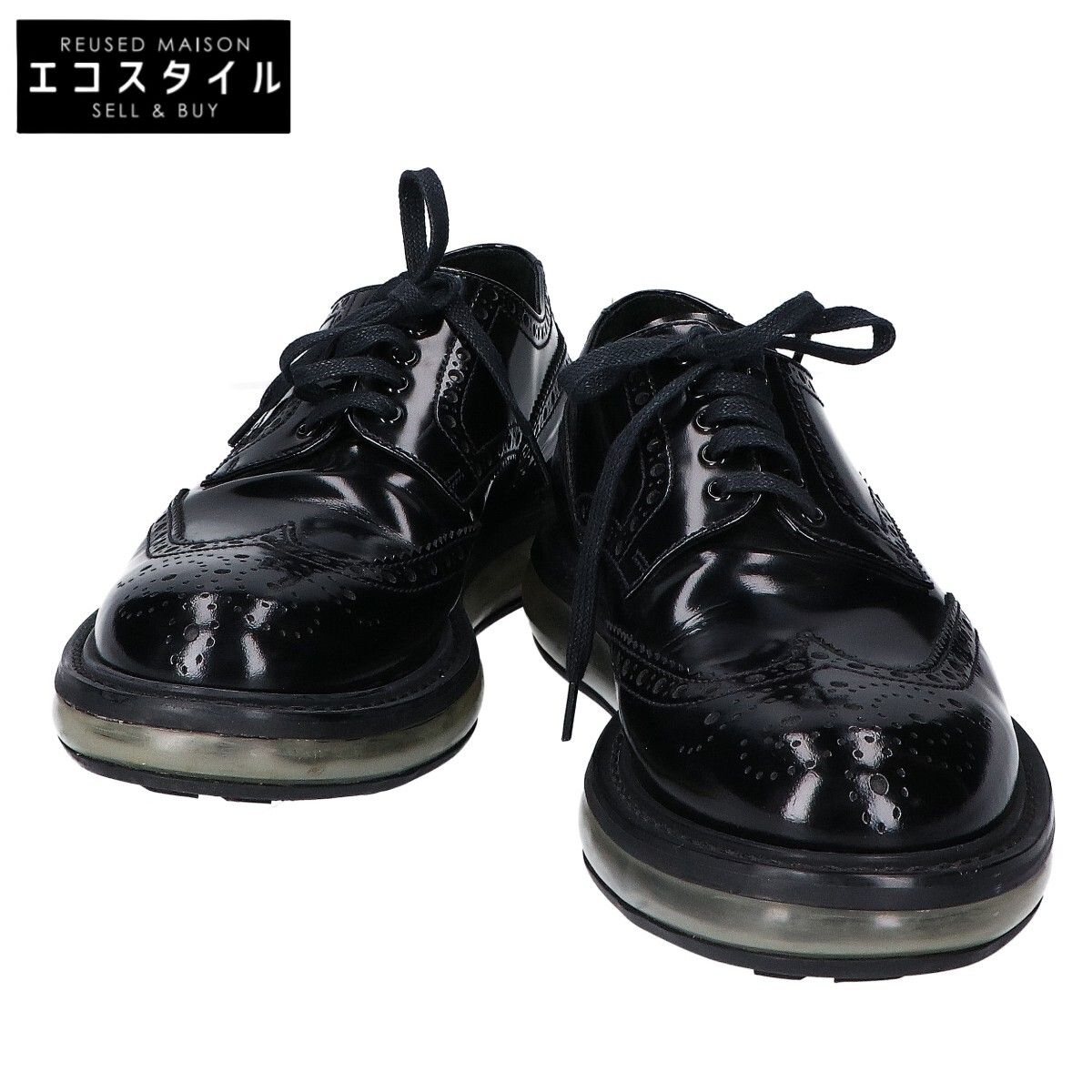 PRADA プラダ ﾌﾞﾗｯｸ ﾊﾟﾃﾝﾄ ｴｱｿｰﾙ ｳｨﾝｸﾞﾁｯﾌﾟ ｼｭｰｽﾞ 5 1/2