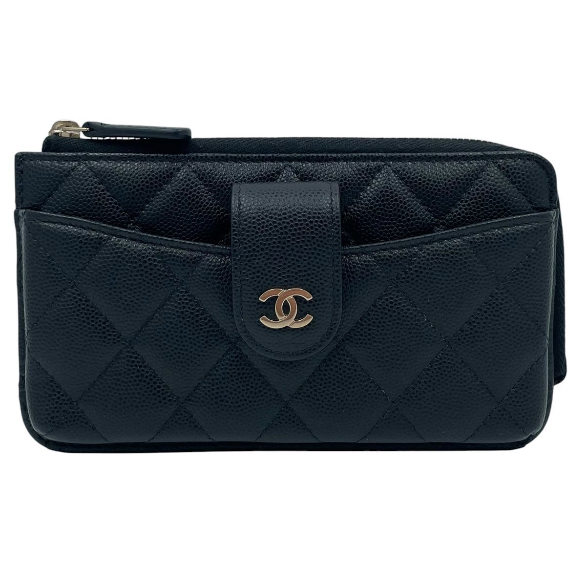 【中古】 CHANEL シャネル ココマーク タイムレスクラシック マトラッセ カードケース AP2536 キャビアスキン スマホケース 31番台 黒 26012184 AT