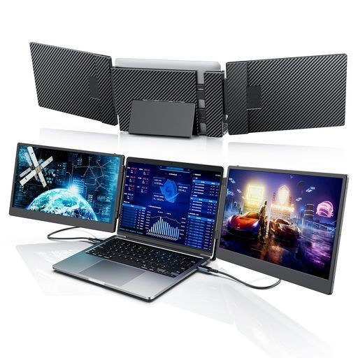 LaptomoS3ノートパソコンデュアルモニター14インチFHD1080PIPSトリプルモニター、モバイルモニター増設、ポータブルPCモニタ2画面/3画面拡張ディスプレイ