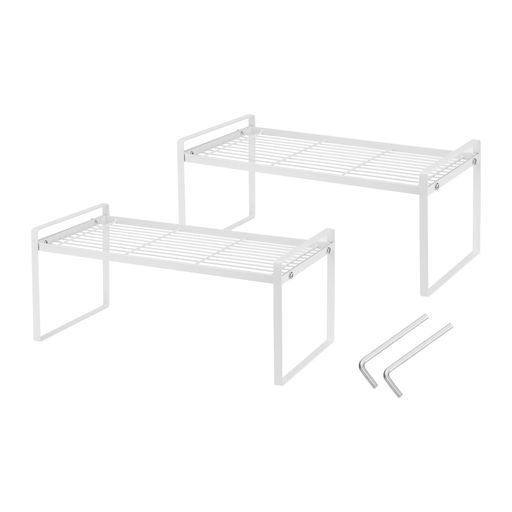 PATIKILキッチンキャビネットオーガナイザー棚2パック積み重ね可能キャビネットシェルフオーガナイザーカウンターラっクパントリー寝室事務所用L16.5”W8.3”H7”ホワイト 6,597円