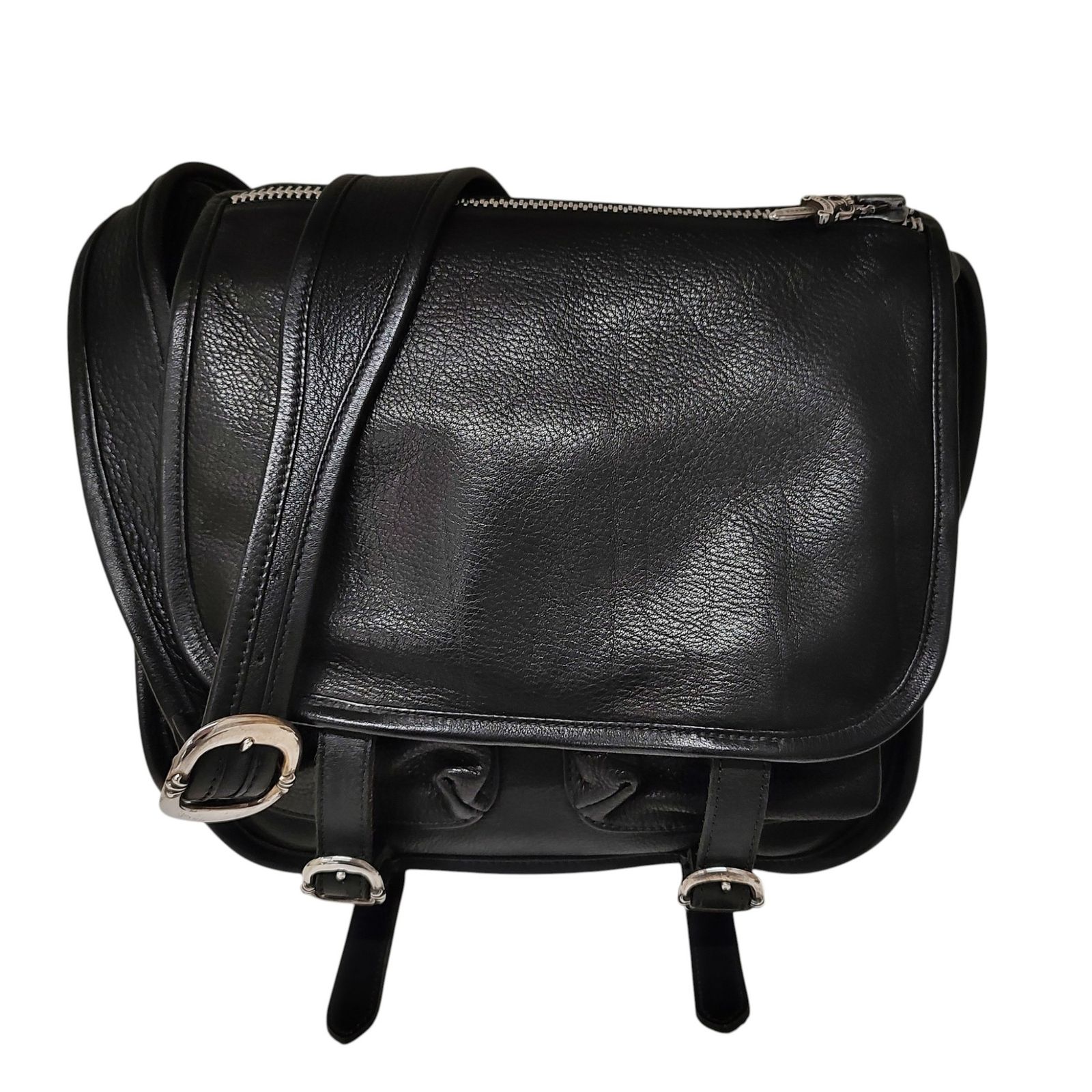 Chrome Hearts クロムハーツ SHOULDER BAG-TINY ガンスリンガー ストラップ レザー ショルダー バッグ インボイス原本有 F ブラック/シルバー ユニセックス