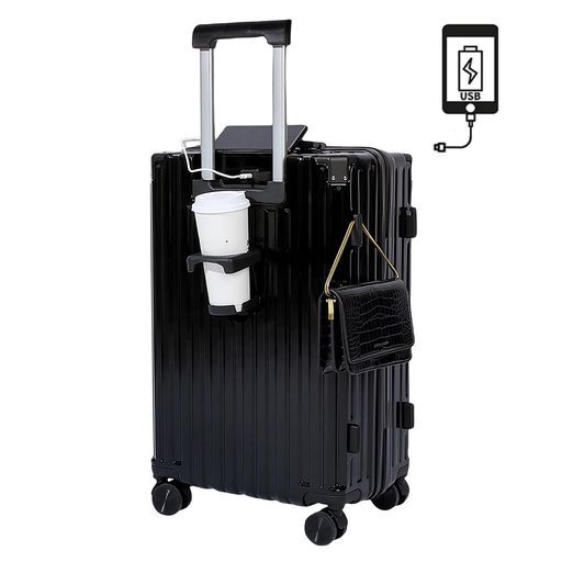 [SUPBOX]スーツケース機内持ち込みキャリーケースUSBポート付きキャリーバッグカップホルダー付き隠しフック機能充電機能大型静音ダブルキャスター耐衝撃360度回転軽量修学泊まる旅行出…