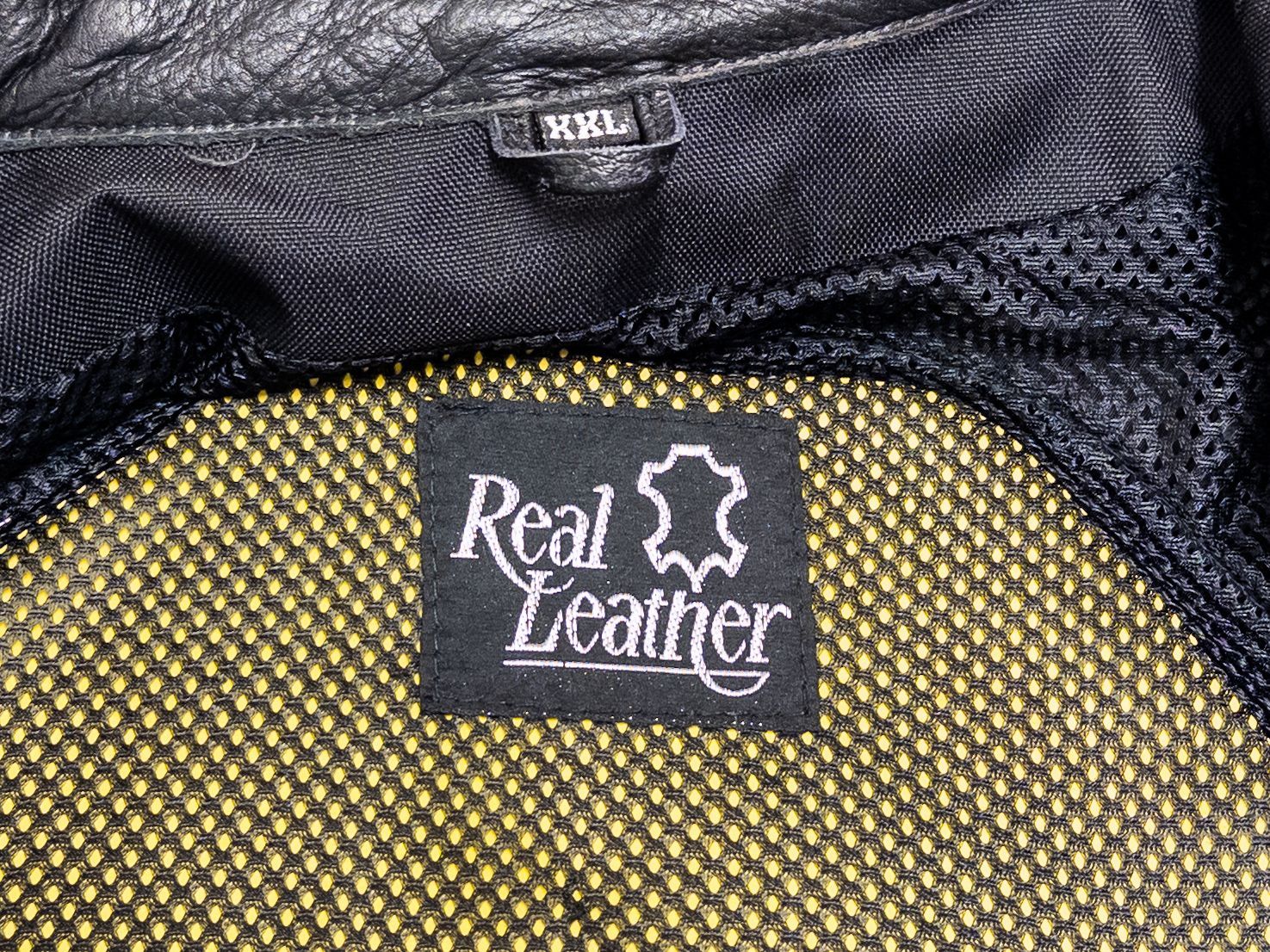 【未使用 XXL】Real Leather 本革 メッシュ ライダースジャケット プロテクター付き　□
