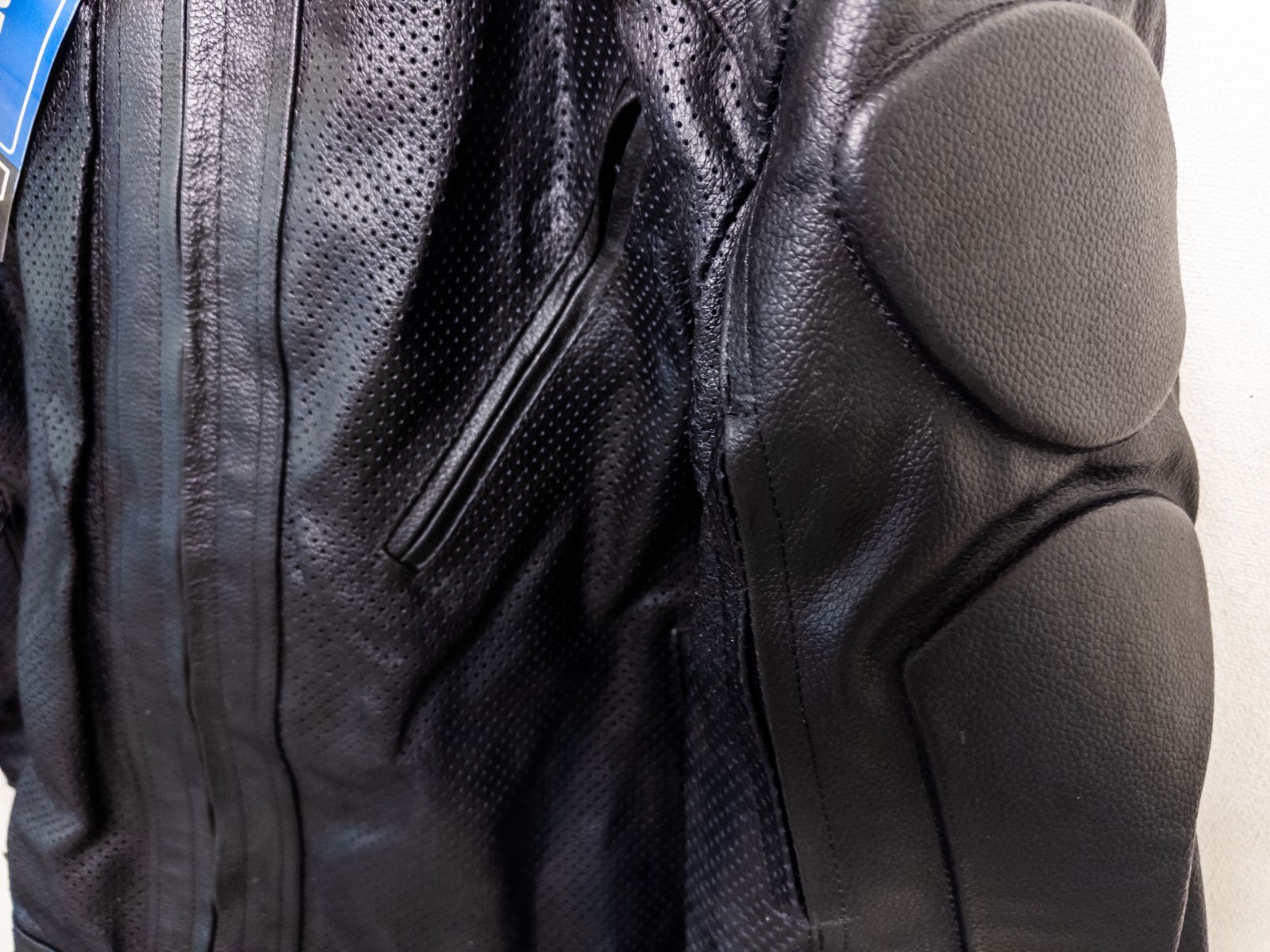 【未使用 XXL】Real Leather 本革 メッシュ ライダースジャケット プロテクター付き　□