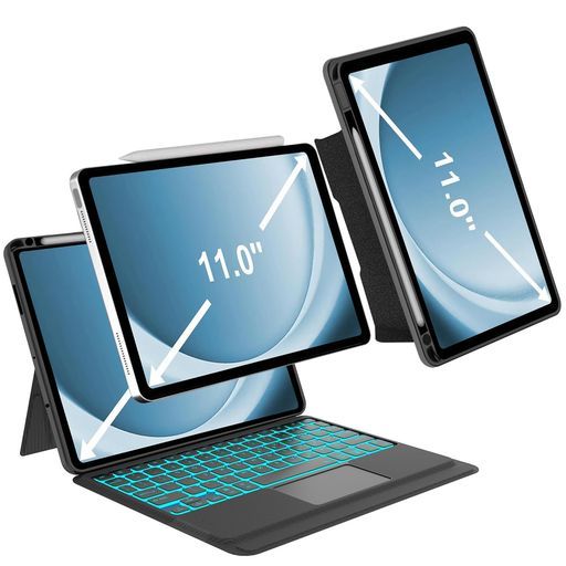 高級版「横/縦両方対応」iPadPro11(M4)キーボードケース202411インチタッチパッド搭載超薄軽量分離式ワイヤレスbluetoothキーボードカバー多角度調整バックライト付きPencil収納