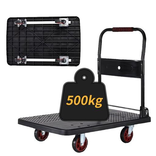 Nijakise台車折りたたみ手押し平台車90x60CM耐荷重500kgキャリーカート軽量コンパクトスチール製キャスター付き静音