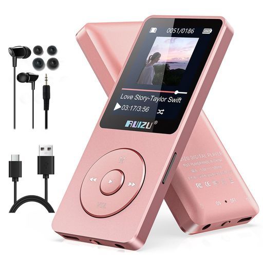 RUIZU32GBMP3プレーヤーBluetooth5.3、1.8「スクリーンポータブル音楽プレーヤー、FMラジオ、録音、電子書籍、無秩序シングルサイクル、80Hデジタルオーディオビデオ再生、軽量、小型通勤/ラン…