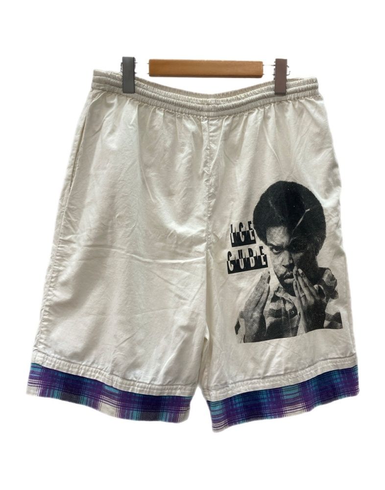 バンド band Short Pants ショート パンツ Ice Cube レイヤード ハーフ 短パン 白 チェック ハーフパンツ ホワイト XLサイズ 104MB-536