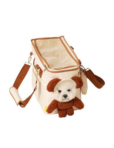 [セブンペット]犬猫用ペットキャリーバッグテディバッグショルダー・手提げ2WAYメッシュ素材通気性◎お出かけ・通院・旅行用かわいいおしゃれ軽量ソフトタイプTBG001-BGE_S