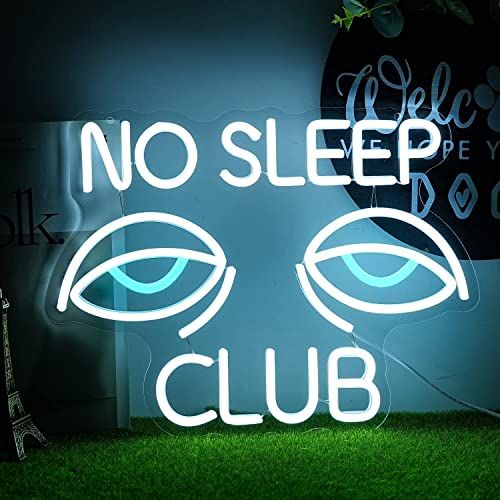 No Sleep Clubネオンサイン Eyesネオンライト ホワイトブルーledネオン管 壁の装飾 調光可能なネオンライト バー 誕生日 パーティー オフィス ベッドルーム バレンタインデーの装飾用 国内発送 709f907c