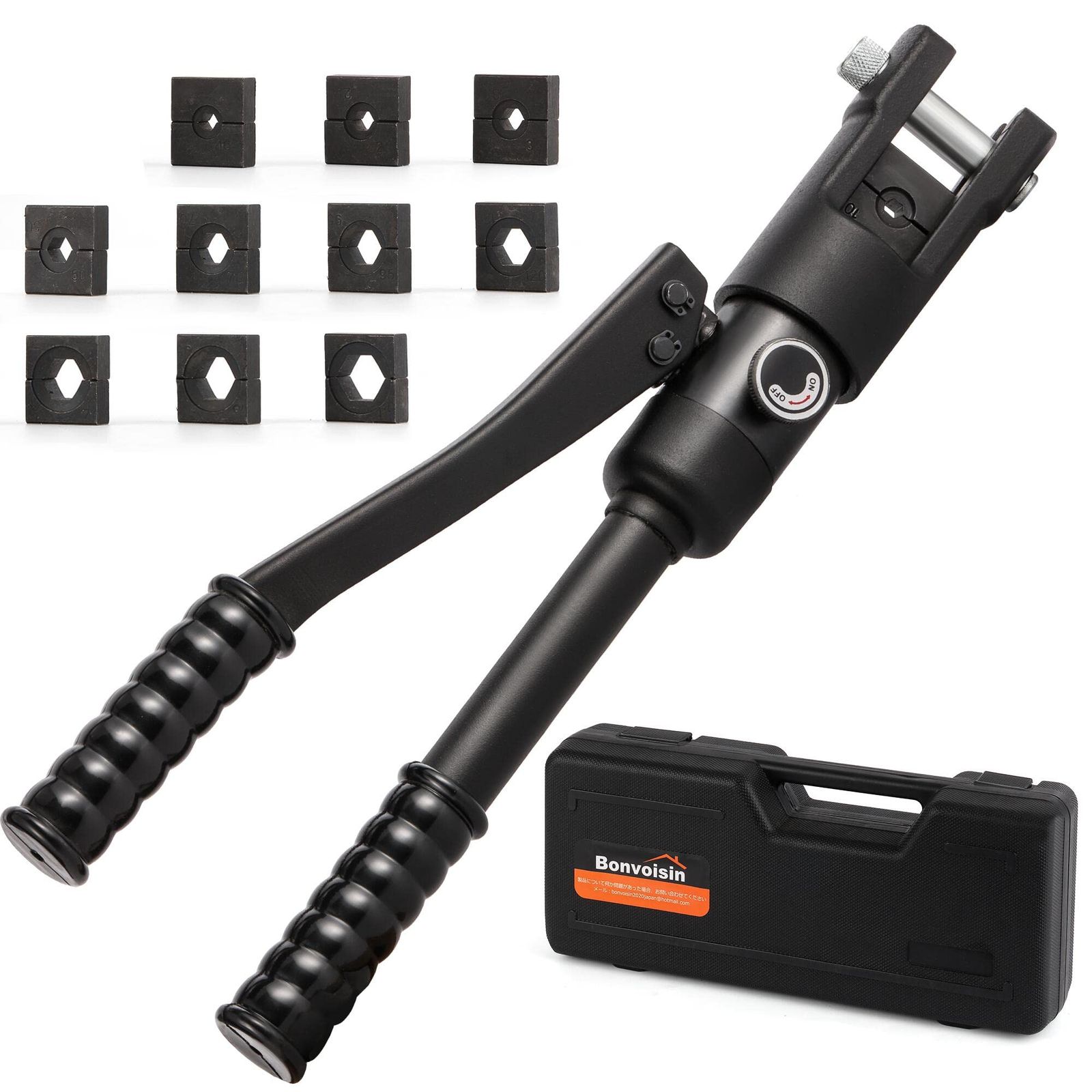 Bonvoisin 油圧圧着工具 高速型 圧着ペンチ 16-240mm? ハイドロプライヤー 銅/アルミ端子用 ダイス10種付き 専用ケース付き 手動 裸端子圧着用 出力12T 日本語説明書 (MK240)so 9d6b6286