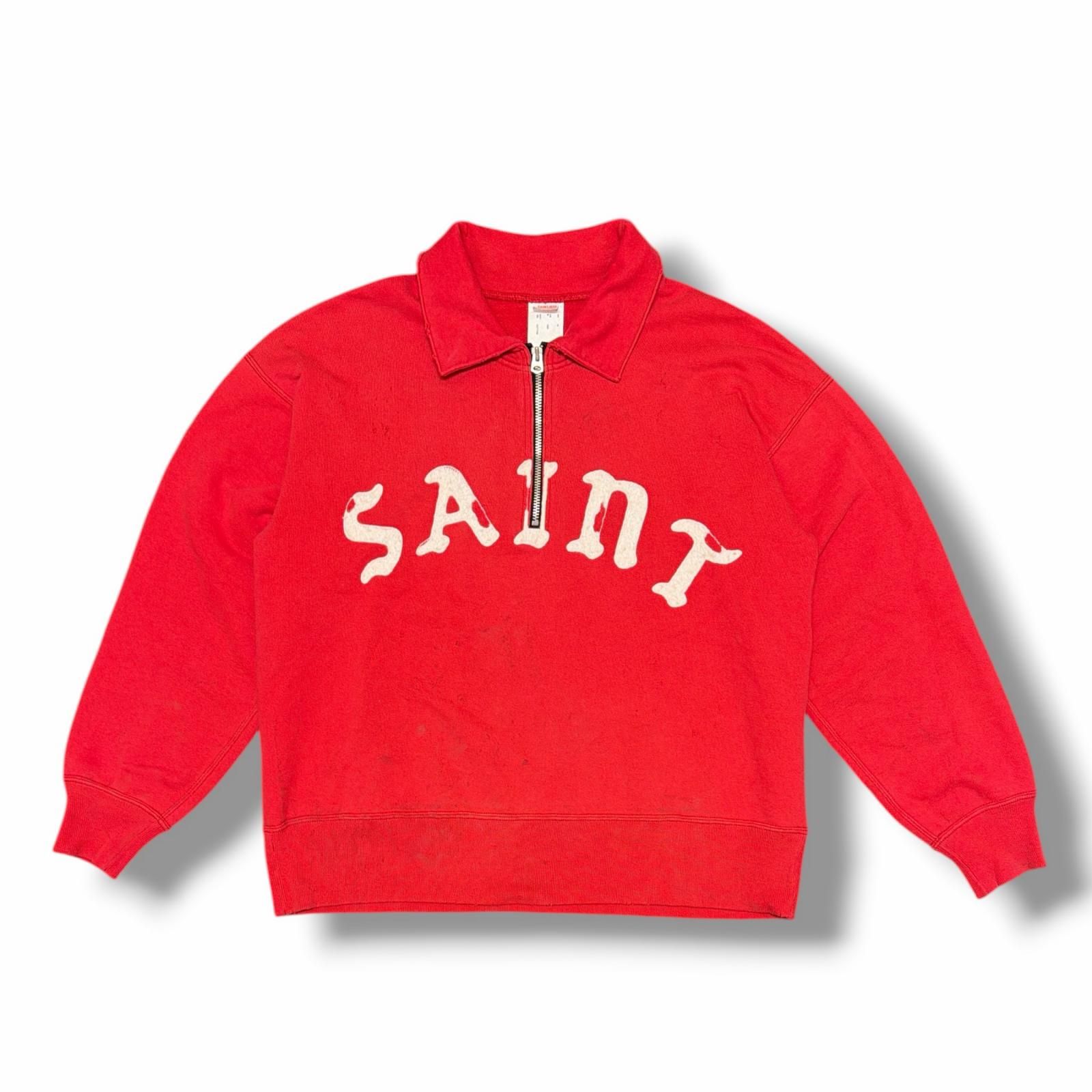 SAINT MICHAEL HALF ZIP SWEAT ハーフジップスウェット トレーナー セントマイケル SM-YS8-0000-033 レッド M （15194M）