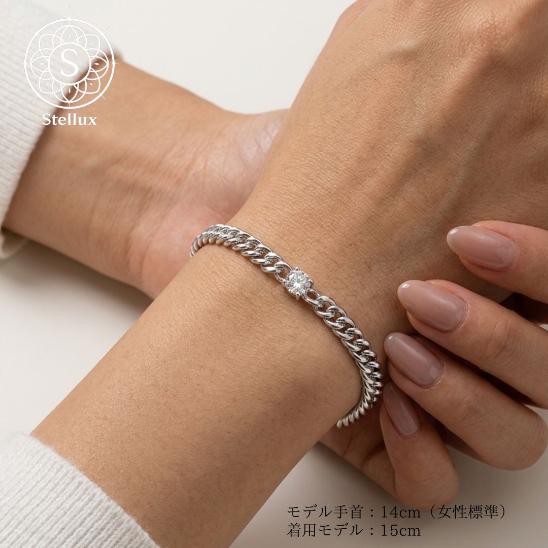 自分への、最高のご褒美】1ctモアサナイト・喜平チェーンブレスレット 