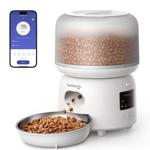 自動給餌器猫犬用WiFiアプリ操作3LFEELNEEDYスマホ遠隔操作ステンレス皿電池式定時定量1日10食餌やり機餌詰まり防止操作簡単2WAY給電無制限置き場所蓋ロック手動給餌可自動えさやり器中小…