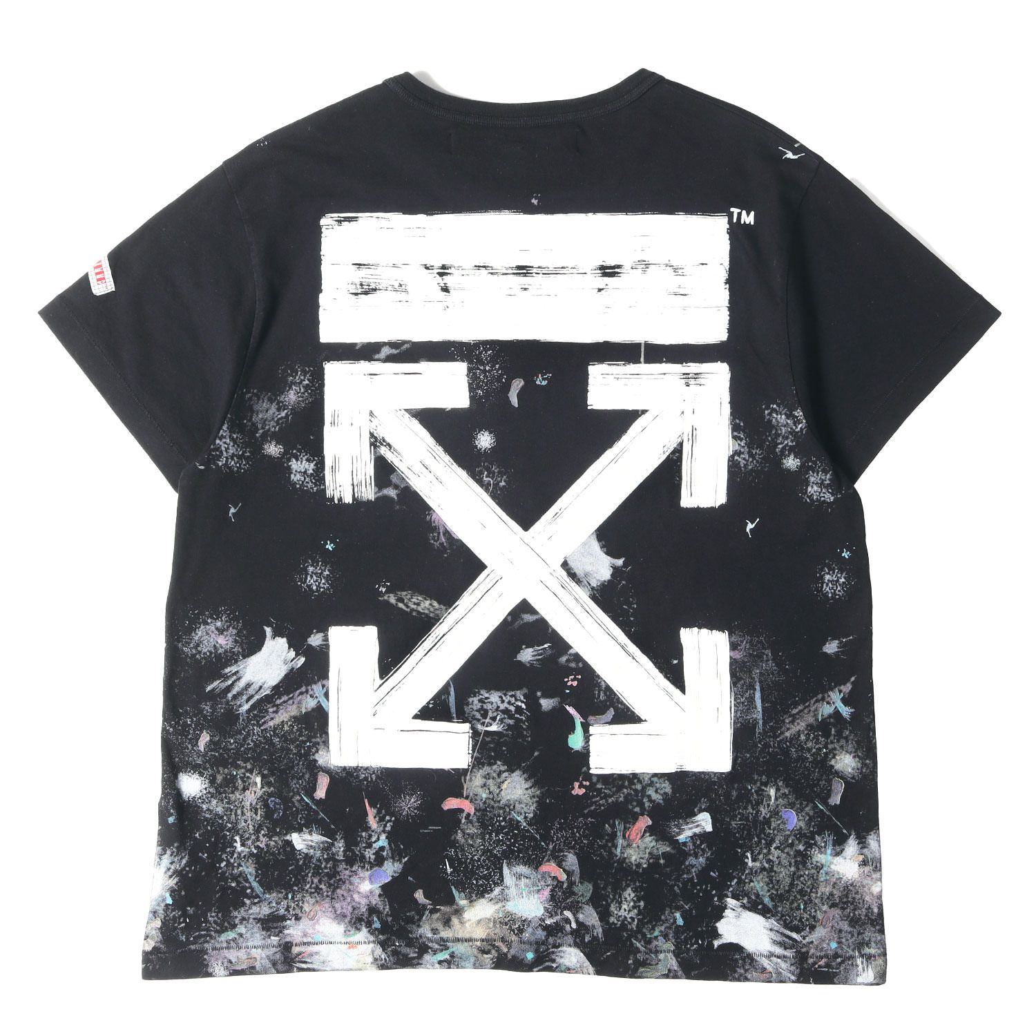 OFF-WHITE オフホワイト Tシャツ ブラック 黒 サイズ:M | ギャラクシー ブラッシュ アロー クルーネック Tシャツ (GALAXY BRUSHED ARROW S/S TEE) | トップス カットソー 半袖【メンズ】【中古】