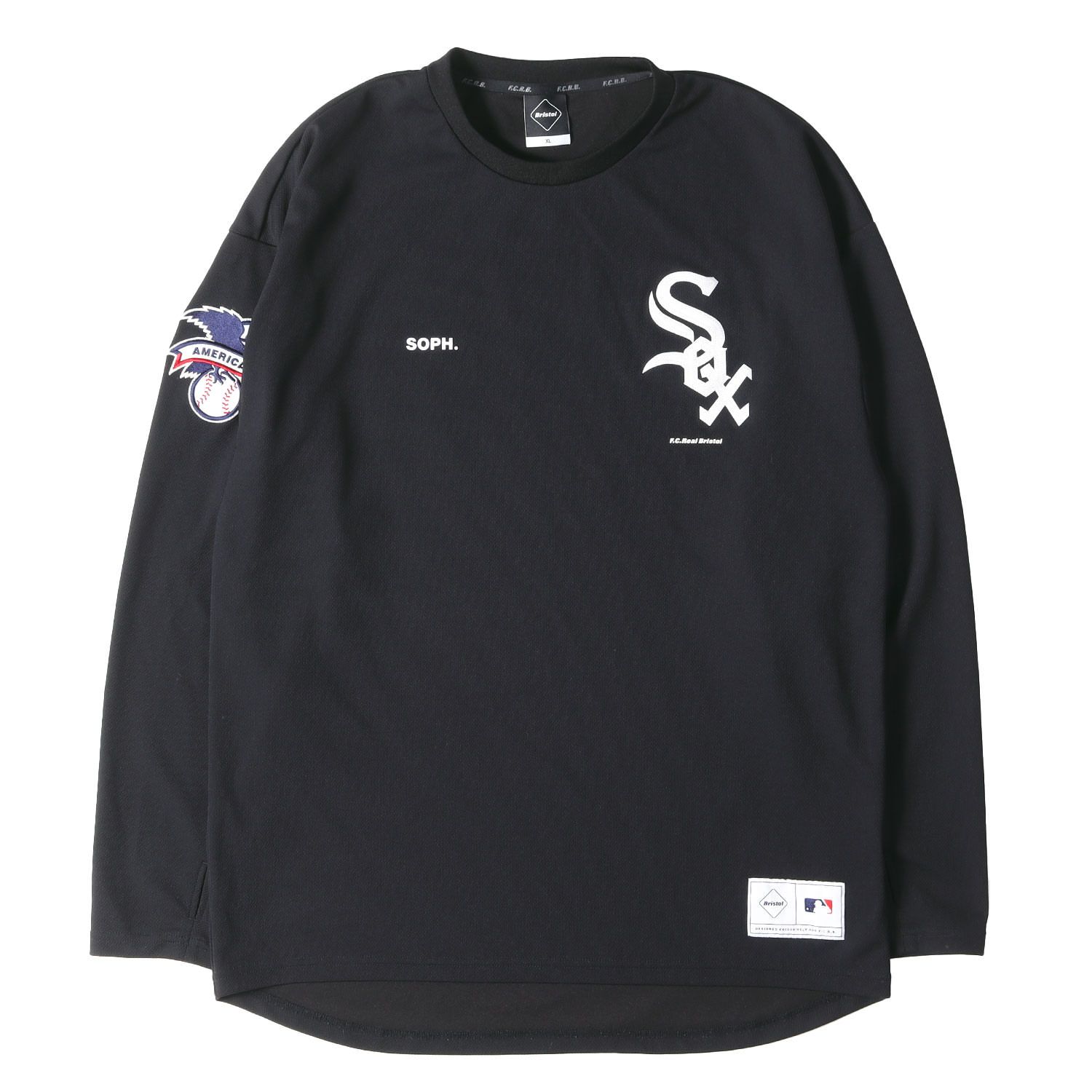 F.C.Real Bristol エフシーレアルブリストル Tシャツ ブラック サイズ:XL | MLB / CHICAGO WHITE SOX ロゴパッチ メッシュ ロングスリーブ Tシャツ MLB TOUR L/S PRE MATCH TOP【中古】