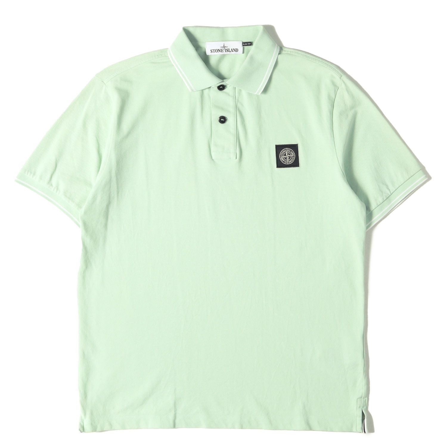 STONE ISLAND ストーンアイランド ポロシャツ ライムグリーン サイズ:M | リブライン コンパスロゴパッチ 鹿の子 ポロシャツ | 101522S18 | トップス 半袖【メンズ】【中古】